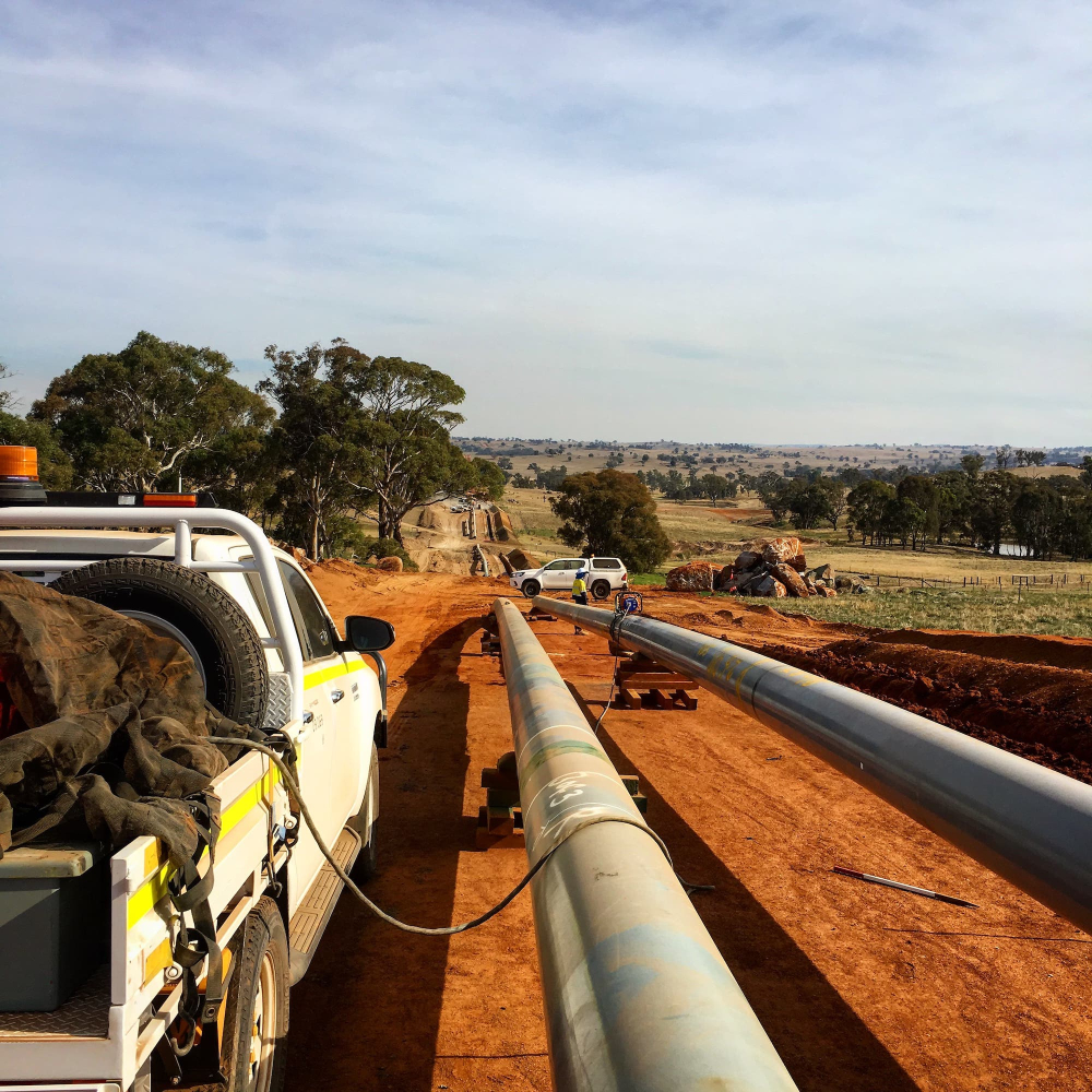 Vertech team using NDT on pipe