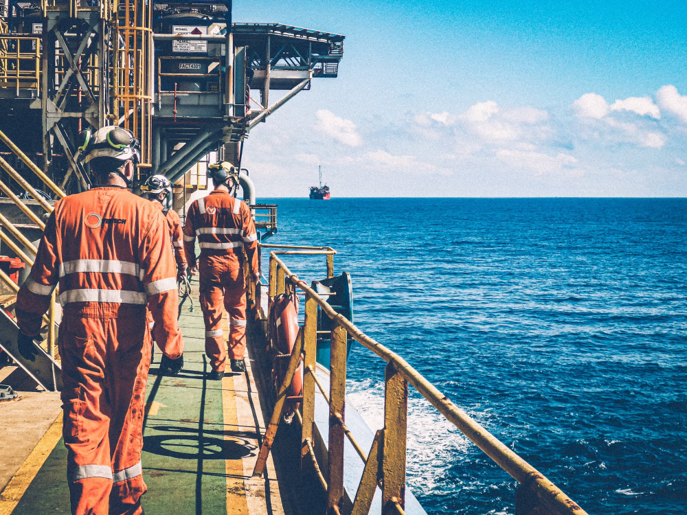 Vertech team on offshore oil rig